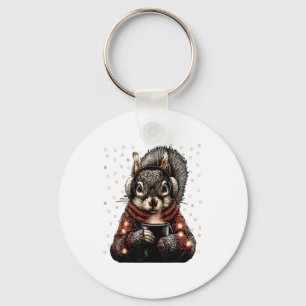 Squirrel With Gles Christmas Lights Funny Coffee W Key Ring