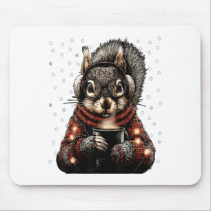 Squirrel With Gles Christmas Lights Funny Coffee W Mouse Mat