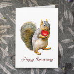 Squirrel with Heart Anniversary Card<br><div class="desc">A squirrel holds out a red heart on this sweet Valentine's Day card.</div>