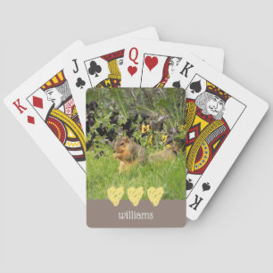 Squirrel with Hearts Personalised Playing Cards