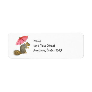 Squirrel with Parasol Return Address Labels
