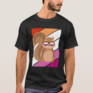 Squirrel With Pride Lesbian Flag LGBTQ Proud Ally T-Shirt