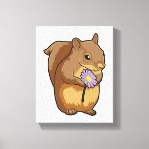 Squirrel with purple Flower Canvas Print