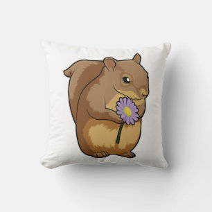 Squirrel with purple Flower Cushion