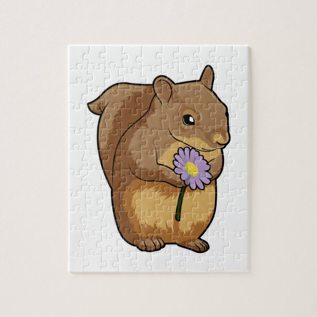 Squirrel with purple Flower Jigsaw Puzzle (Vertical)