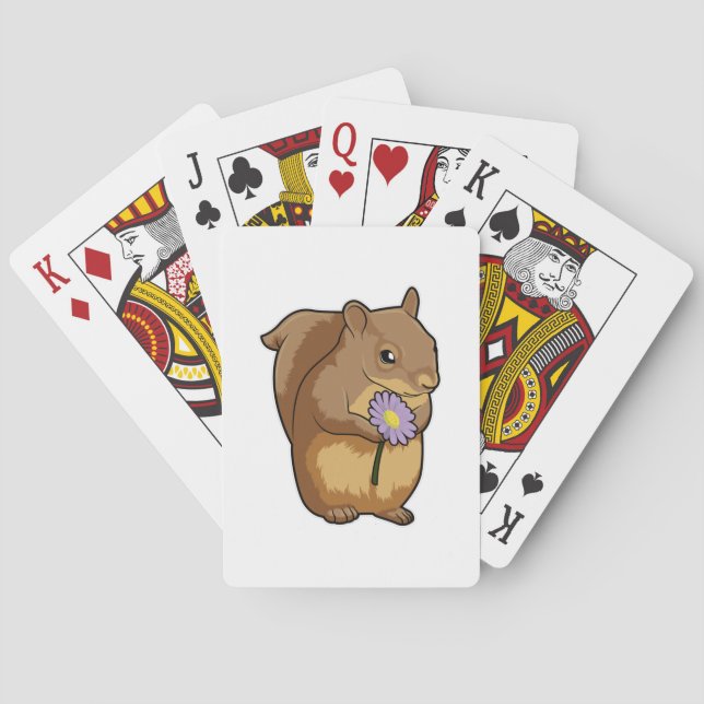 Squirrel with purple Flower Playing Cards (Back)