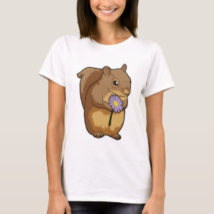 Squirrel with purple Flower T-Shirt