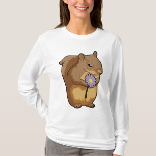 Squirrel with purple Flower T-Shirt
