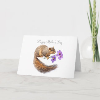 Squirrel with Purple Flowers Mother's Day Card
