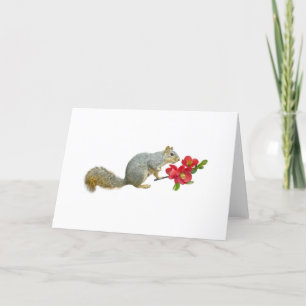 Squirrel with Quince Flowers Card