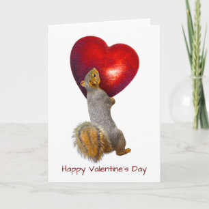 Squirrel with Red Heart Card