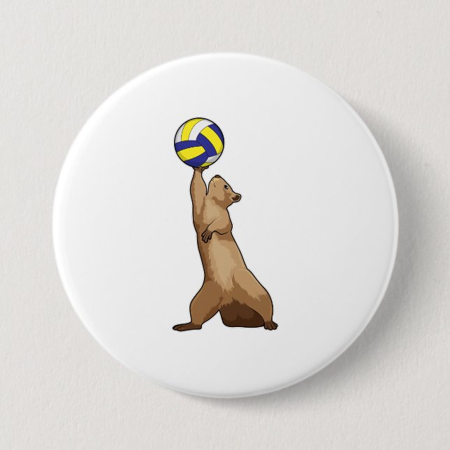 Squirrel with Volleyball 7.5 Cm Round Badge (Front)