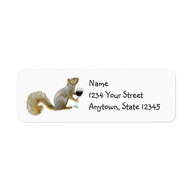 Squirrel with Wine Address Labels (Front)