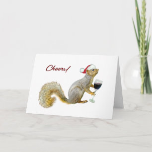 Squirrel with Wine Cheers Card