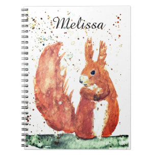 Squirrel woodland animal watercolor Girly Cute Notebook