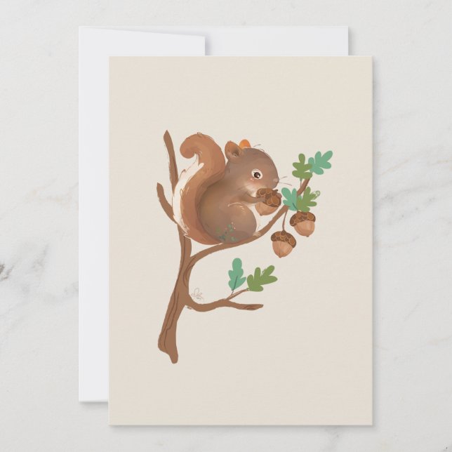 Squirrel • Woodland Forest Animal Illustration Thank You Card (Front)