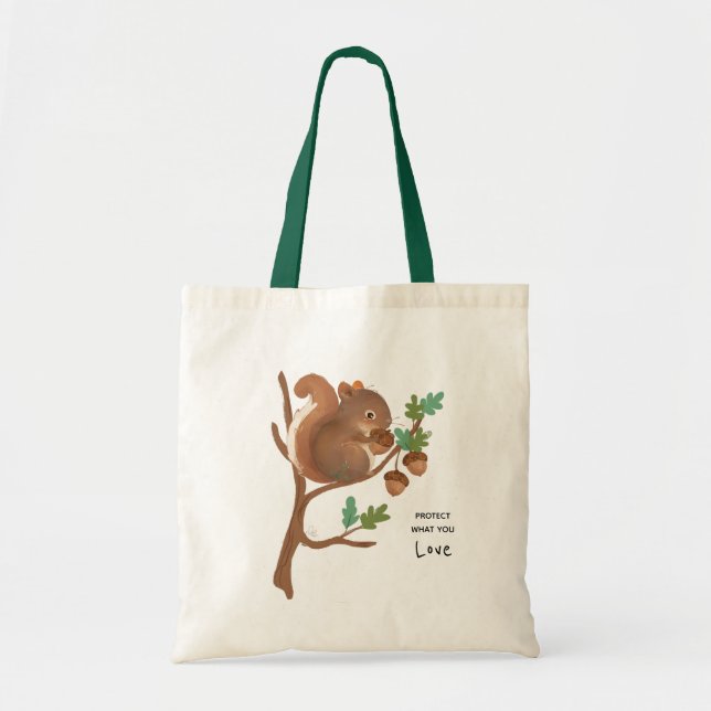 Squirrel • Woodland Forest Animal Illustration Tote Bag (Front)