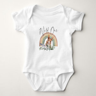 Squirrel   Woodland Forest Animals 1st Birthday Baby Bodysuit