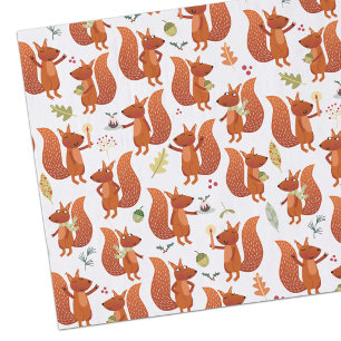 Squirrel Woodland Holiday Pattern Tissue Paper