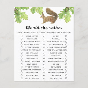 Squirrel / Would She Rather Baby Shower Game