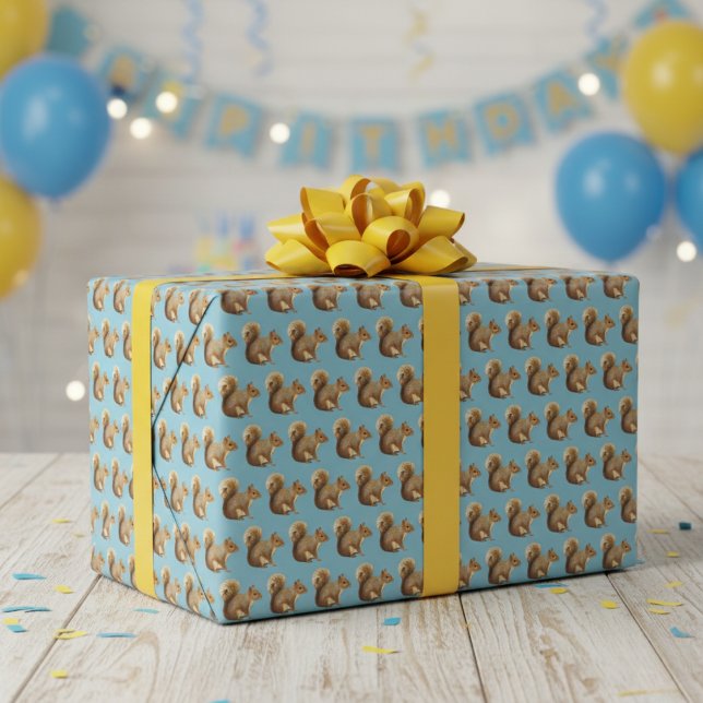 Squirrel  wrapping paper sheet (Whimsical Squirrel Pattern Premium Wrapping Paper Sheets)