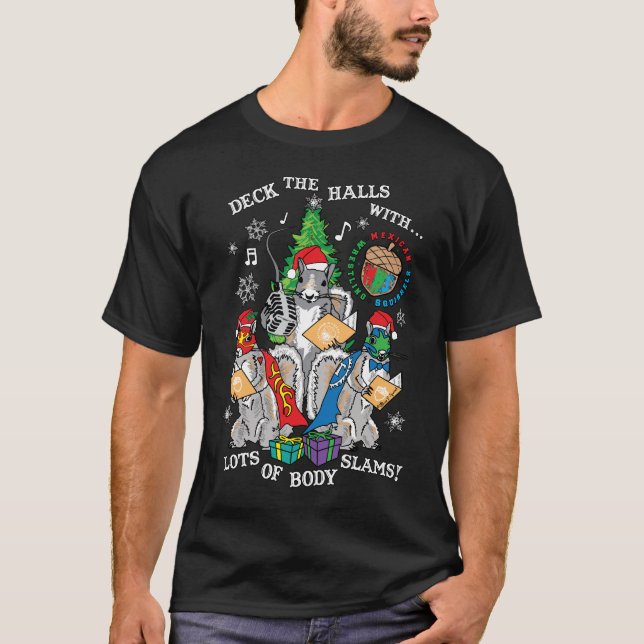 Squirrel Wrestling Holiday T-Shirt (Front)