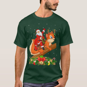 Squirrel Xmas Matching Funny Santa Riding Squirrel T-Shirt