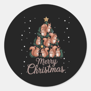 Squirrel Xmas Tree Squirrel Christmas Tree 1  Classic Round Sticker