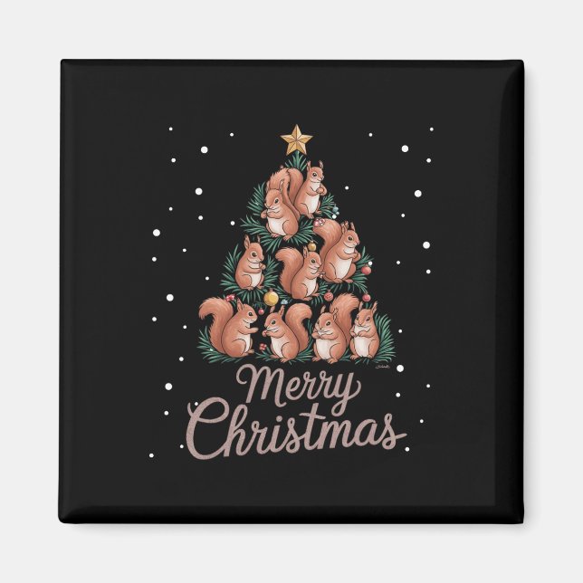 Squirrel Xmas Tree Squirrel Christmas Tree 1  Magnet (Front)