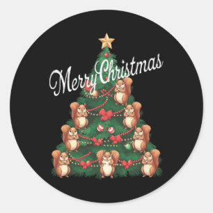 Squirrel Xmas Tree Squirrel Christmas Tree  Classic Round Sticker