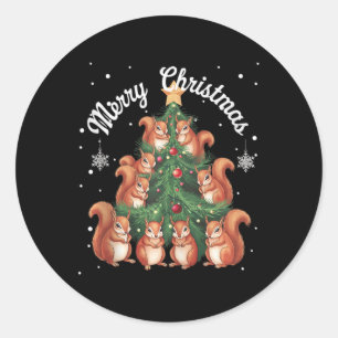 Squirrel Xmas Tree Squirrel Christmas Tree Tank To Classic Round Sticker