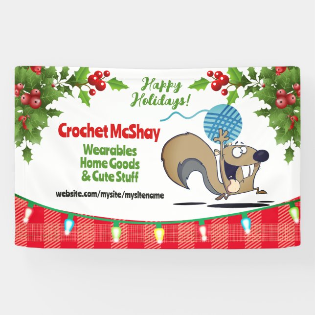 Squirrel yarn crochet knitting craft show display banner (Horizontal)