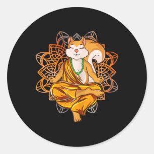 Squirrel Yoga Meditation Classic Round Sticker