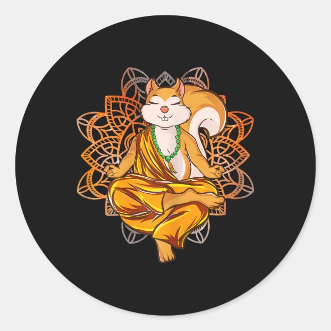 Squirrel Yoga Meditation  Classic Round Sticker (Front)
