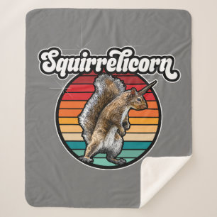 Squirrelicorn - funny, vintage squirrel unicorn sherpa blanket