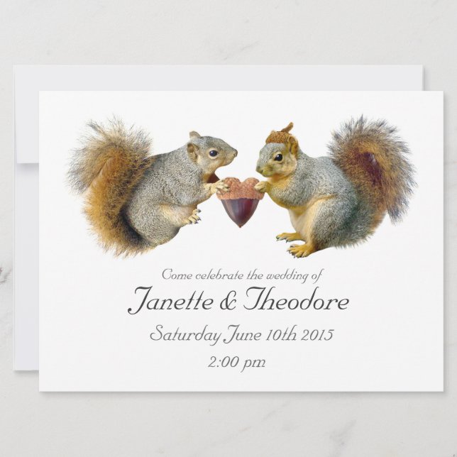 Squirrels Acorn Heart Wedding Invitation (Front)