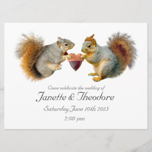 Squirrels Acorn Heart Wedding Invitation