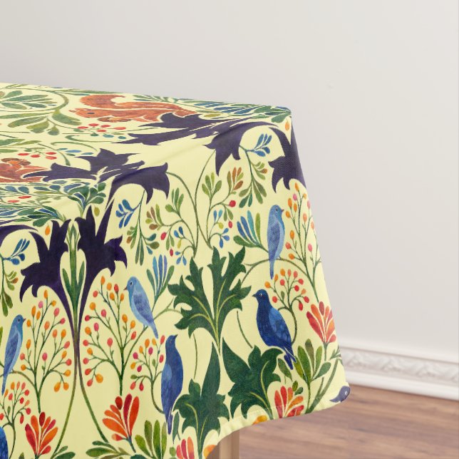 Squirrels Birds & Butterflies Pattern Tablecloth (In Situ)