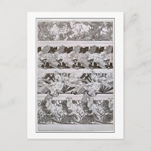 Squirrels & Birds of Art Nouveau Style, Mucha Postcard