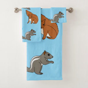 Squirrels Blue Bath Towel Set