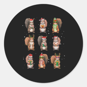 Squirrels Christmas Lights Decor Funny Squirrel Lo Classic Round Sticker