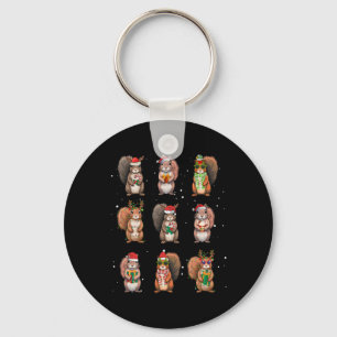 Squirrels Christmas Lights Decor Funny Squirrel Lo Key Ring