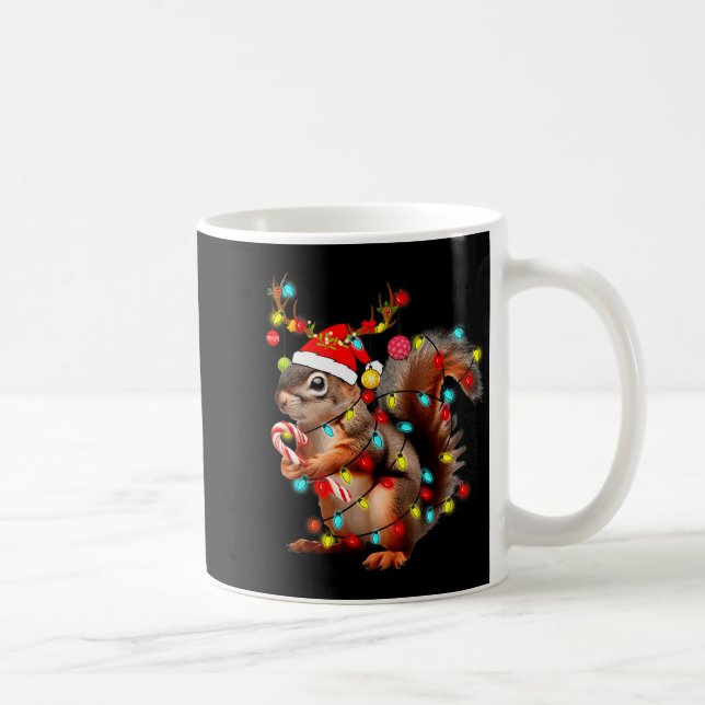 Squirrels Christmas Lights Funny Xmas Squirrel Lov Coffee Mug (Right)