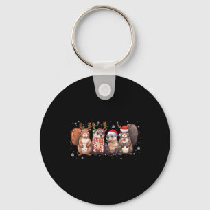 Squirrels Christmas Lights Funny Xmas Squirrel Lov Key Ring