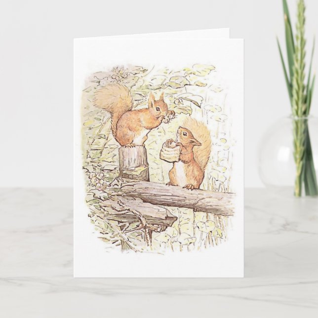Squirrels Collecting Nuts Greetings Card (Front)