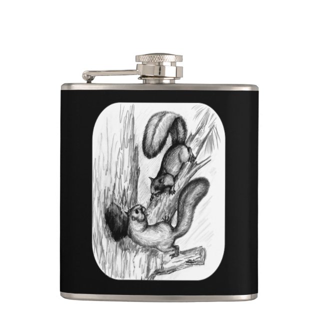 Squirrels Hip Flask (Front)