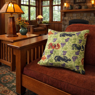 Squirrels in Grapevine Retro Victorian Era Pattern Cushion