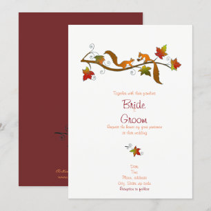 Squirrels in love: Fall wedding invitation