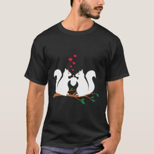 Squirrels In Love Sharing A Nut Red Hearts Long Sl T-Shirt