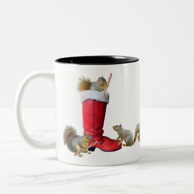 Squirrels in Santa's Boot Mug (Left)